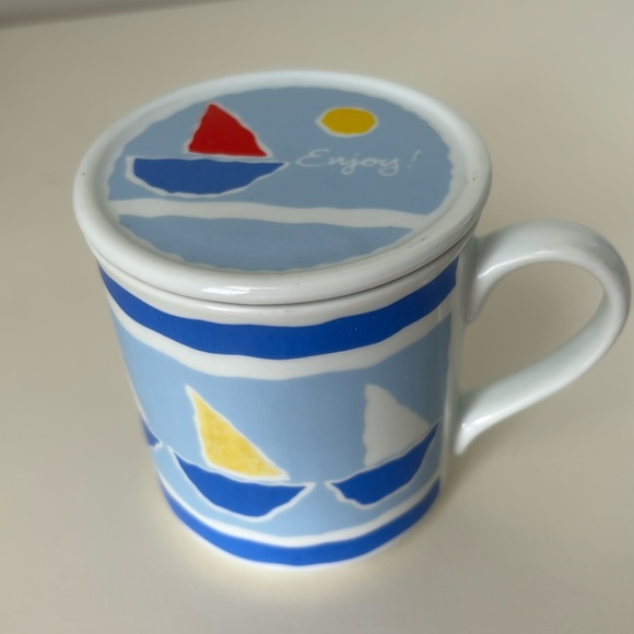 Hallmark Spring Fever Sailboat Mug with Lid Vintage Coastal Nautical Summer - Picture 3 of 12